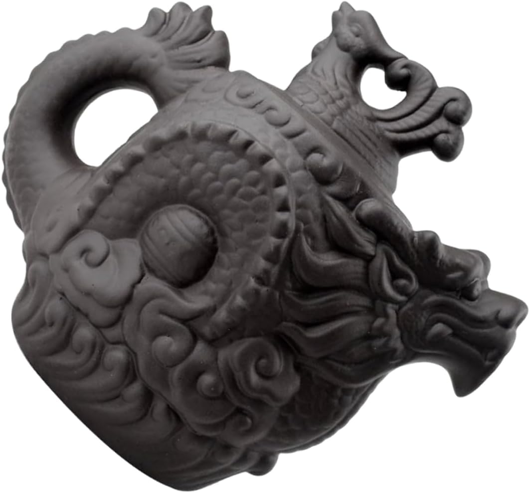 OKUMEYR Dragon Phoenix Purple Clay Teapot Ceramic Water Boiling Pot Frog Teapot Zisha Teapot Loose Tea Teapots Traditional Dragon Teapot Purple Clay Tea Pot Office Open The Pot Portable