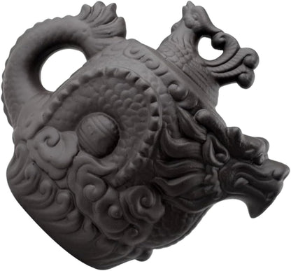 OKUMEYR Dragon Phoenix Purple Clay Teapot Ceramic Water Boiling Pot Frog Teapot Zisha Teapot Loose Tea Teapots Traditional Dragon Teapot Purple Clay Tea Pot Office Open The Pot Portable