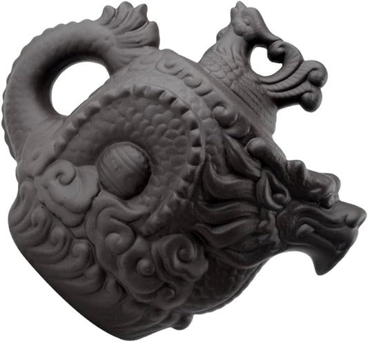 OKUMEYR Dragon Phoenix Purple Clay Teapot Ceramic Water Boiling Pot Frog Teapot Zisha Teapot Loose Tea Teapots Traditional Dragon Teapot Purple Clay Tea Pot Office Open The Pot Portable