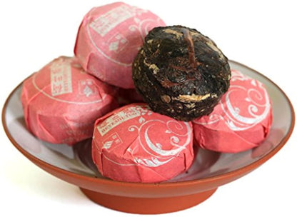 Puerh Tea Cake 20Pcs / 4.23oz 2015 Year Ripe Shu Lotus Leaf Flavored - Yunnan Pu-erh Pu erh Puer Pu'er Chinese Tea - Mini Tuocha
