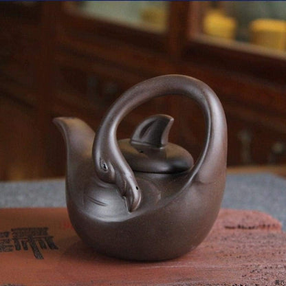 ZHSDTHJY Cast Iron Tea Potspurple Clay Teapotyixing Zisha Teapot Odd-Shaped Goose Teapot 160Cc Zisha Teapot China Oolong Hman Teapot Zisha Tea Set