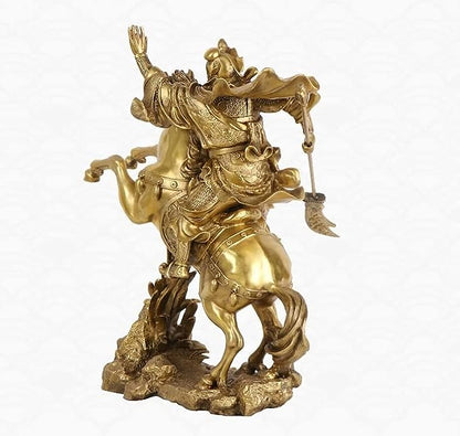 SMRTHMRT Brass Sculptures GuanGong Figure The Duke Guan Statue The God of Wealth Brass Statues Porch Decor for Home,Office Indoor&Outdoor (Medium)