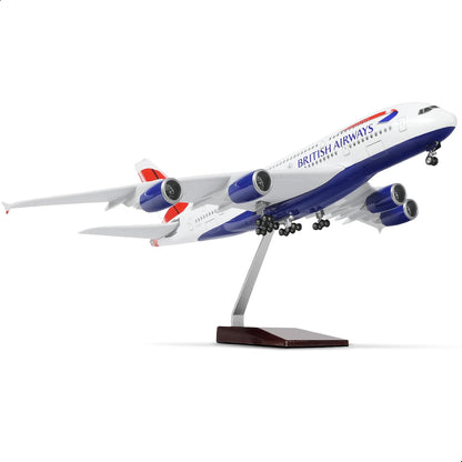 A380 Qatar 1/160 Large Scale Airplane Model - 18 inches Airbus A380 Die-cast Airplane with Stand for Aviation Enthusiasts Gifts or Decorations