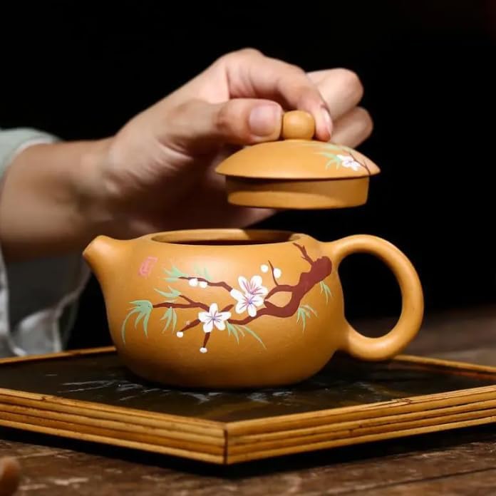 1pcs Handmade Plum Blossom Zisha Teapot Kungfu Teaware For Black Tea Green Tea Coffee Capacity 280ml