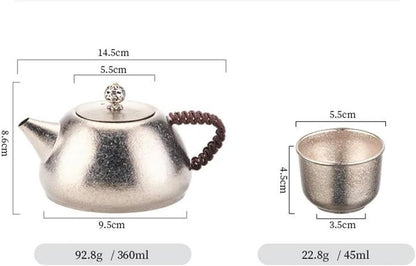 Afternoon Tea Set Chinese Tea Set with Box Pure Titanium Tea Pot Tea Cup Set High Grade Heat Resistant Round Kung Fu Tea Puer Tea Set Tea Set for Adults (Color : Golden)