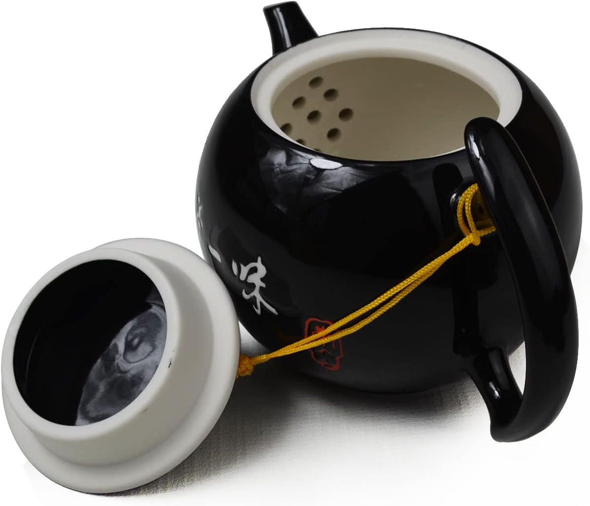 Porcelain Teapot 4 Teacups, 10oz Tea Pot with 4 Small Cups Ceramic Kettle Tea set Black (Teapot+4 teacups)