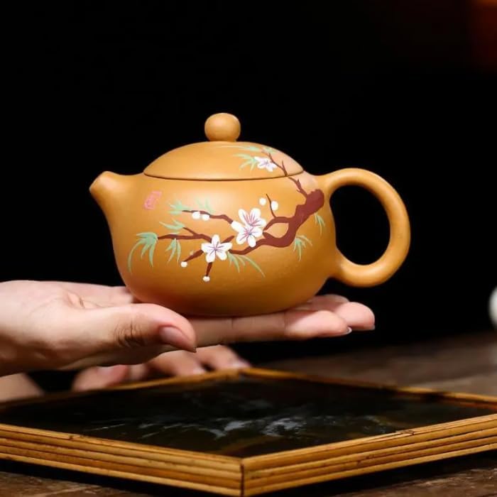 1pcs Handmade Plum Blossom Zisha Teapot Kungfu Teaware For Black Tea Green Tea Coffee Capacity 280ml