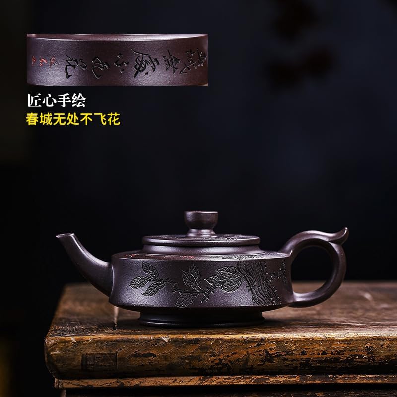 Handmade Zisha Teapot, Chinese Yixing Purple Clay Tea Pot 9.8 Oz,Chinese Kungfu Brew Infuser Loose Leaf Tea