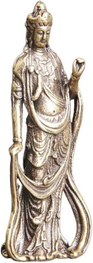 LIFKOME Brass Buddha Metal Buddhist Figurine Feng Shui Statue Buddha Figurines Guanyin Statue Meditation Figurine Kwan Sculpture Protection Amulet Figurine God of Wealth Guan Yu Pure Brass