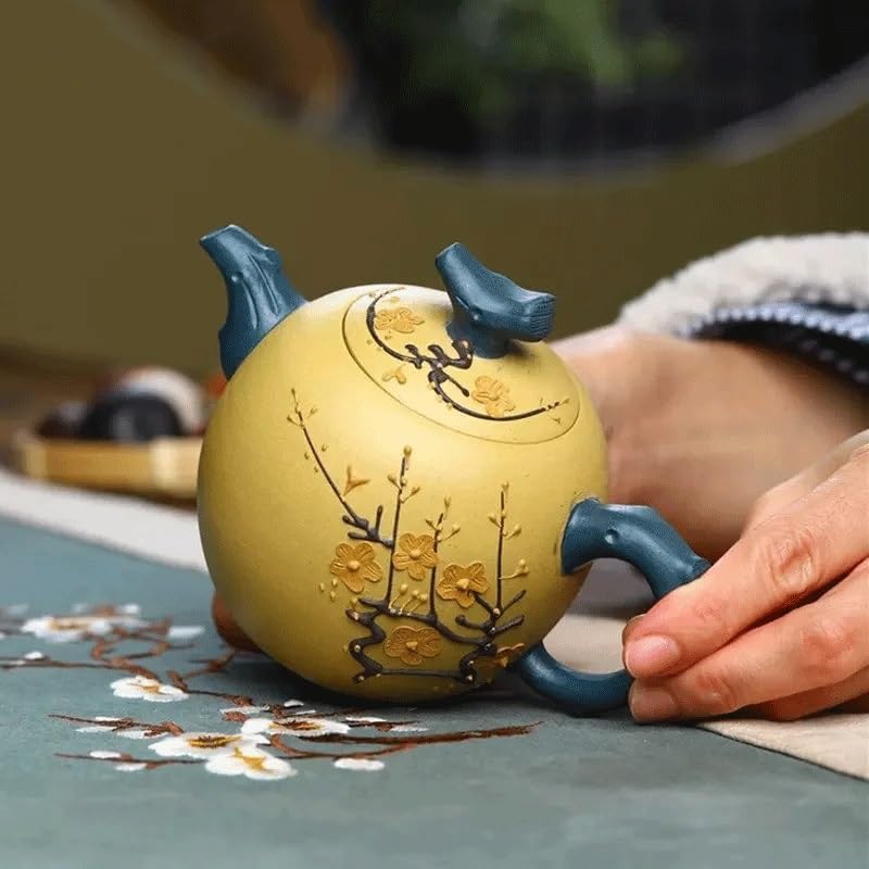 Sweden Handpainted Plum Blossom Teapot Yixing Purple Clay Tea Pot Section Mud Filter Kettle Zisha Tea Set 260ml