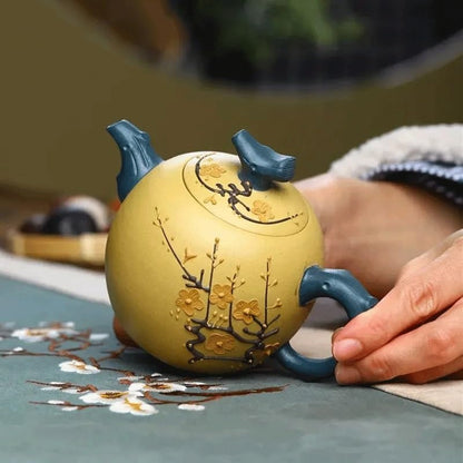 Sweden Handpainted Plum Blossom Teapot Yixing Purple Clay Tea Pot Section Mud Filter Kettle Zisha Tea Set 260ml