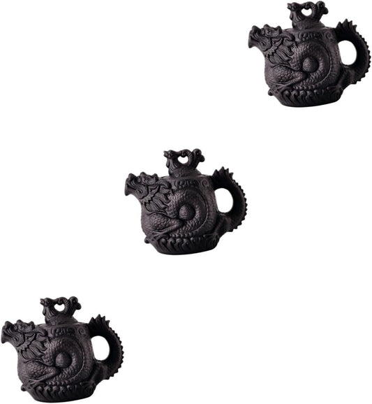 PRETYZOOM 3pcs Dragon Phoenix Purple Clay Teapot 510 Tea Maker Kettle Clay Zisha Teapot Cast Iron Tea Kettle Ceramic Tea Pot Travel Tea Cup Kung Fu Teapot Old Fashioned Gift Office