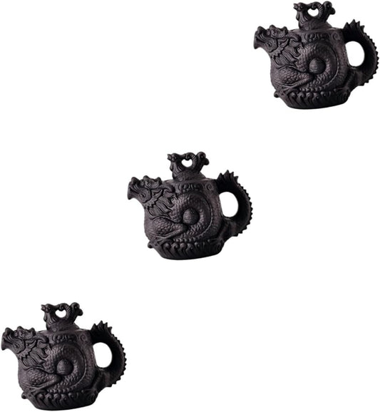 PRETYZOOM 3pcs Dragon Phoenix Purple Clay Teapot 510 Tea Maker Kettle Clay Zisha Teapot Cast Iron Tea Kettle Ceramic Tea Pot Travel Tea Cup Kung Fu Teapot Old Fashioned Gift Office