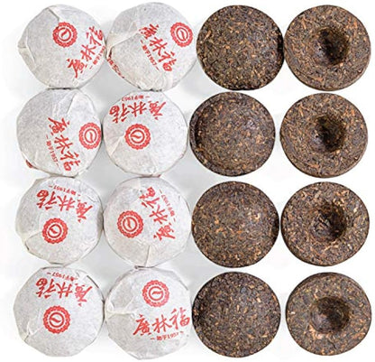 Tealyra - Pu Erh Menghai - Ripe Tuo Cha Mini Cakes - Puerh Tea - Individually Wrapped - 8-ounce (37-39pcs)