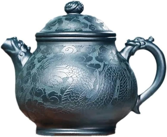 Sweden 280ml Purple Clay Teapots Master Hand-carved Dragon Pattern Tea Pot Beauty Kettle Zisha Tea Set Gifts