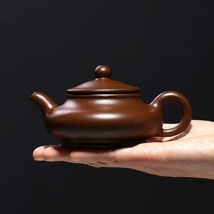 HEMOTON Portable Stove Portable Tea Kettle Chinese Zisha Teapot Handmade Purple Clay Mud Water Tea Sand Pot Kettle Tea Cup for Kungfu Loose Leaf Tea Brown Ceramic Teapot Japanese Tea Set