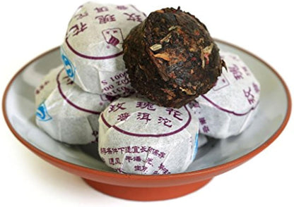 Puerh Tea Cake 40Pcs / 9.17oz 2015 Year Ripe Shu Red Rose Flower Flavored - Yunnan Pu-erh Pu erh Puer Pu'er Chinese Tea - Mini Tuocha
