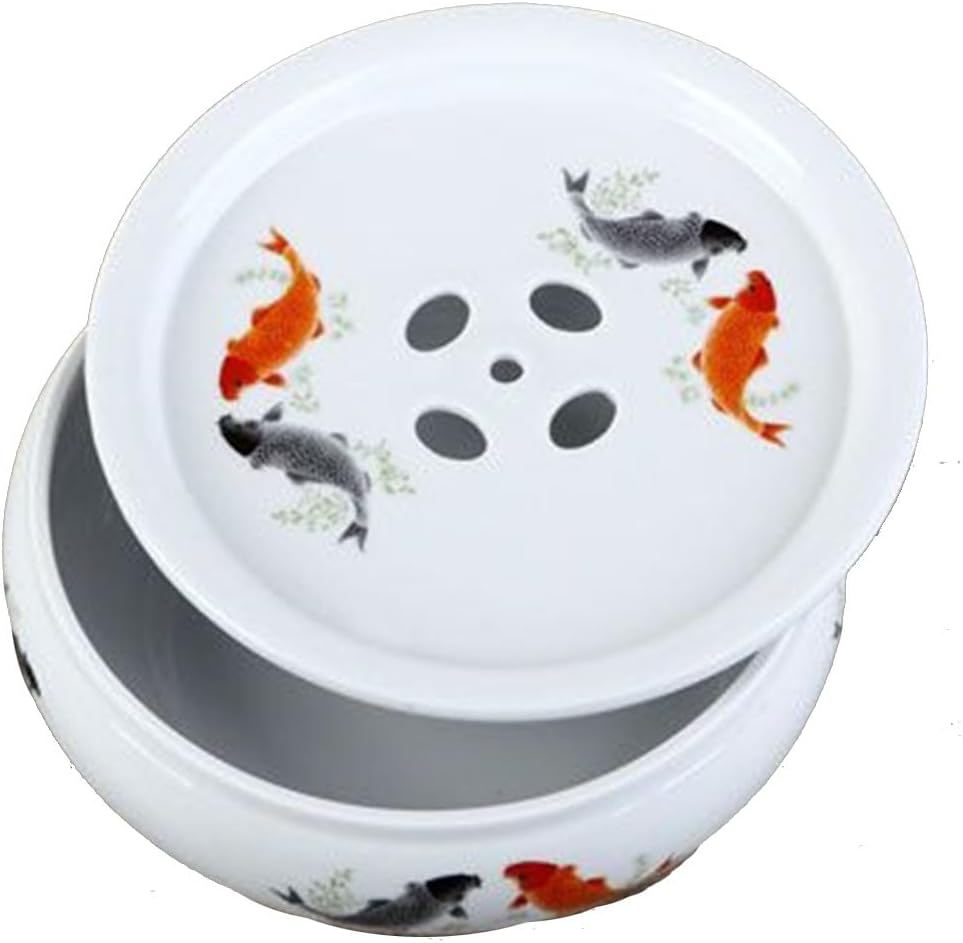 Porcelain Tea Tray, Double-Layer Ceramic Tray Circular for Tea Coffee Serving Table (10inch)