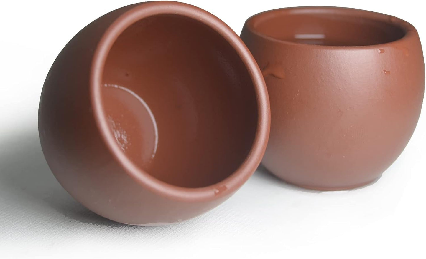 YXHUPOT Teacup 2pcs Chinese Clay Genuine Red Dahongpao Zisha GongfuTea Cups 80ml (Round drum red)