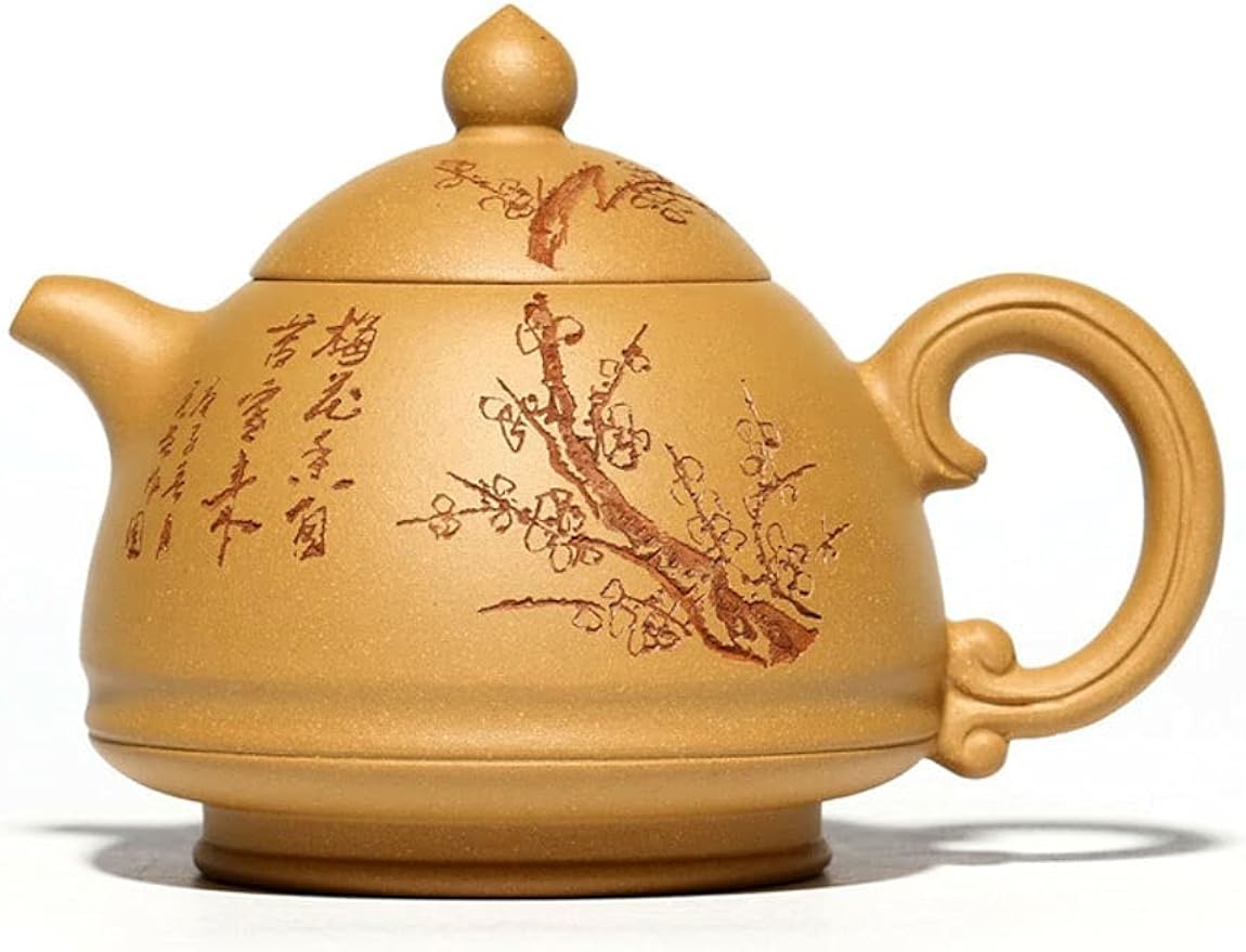 Tea Kettle Stovetop Traditional Zisha Teapot Hand Carved Painted Plum Teapot Home Kung Fu Tea Set(240ml/8.4oz)