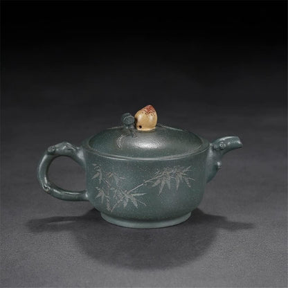 ADUH China Yixing Teapot Handmade Zisha Pot Flat white tiger pot Zisha pot Da Bin 450ml