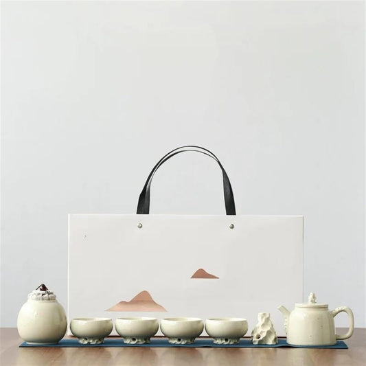 Afternoon Tea Set Plant Ash Glaze Douli Substation Dry Landscape Manual New Kung Fu Tea Set Gift Box Teapot Set Japanese Tea Set Tea Set Porcelain Tea Set for Adults (Color : A)