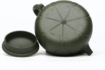 SILINE Zisha Teapot 10 Oz/300cc,Chinese Yixing Green Clay Handmade Teapot,Brew Filter Kung Fu Loose Leaf Tea Maker