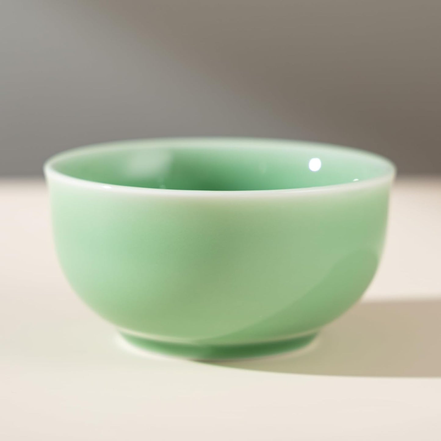 SILINE 4.5" Green Porcelain Bowls Set,2 PCS Genuine Longquan Celadon 10.8 Oz Rice Bowls (Classic Cyan)