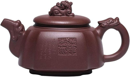 Yixing Clay Teapot 10oz Zisha Tea Pot Chinese Dragon Kungfu Tea Set Kettle (purple mud)