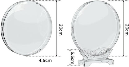 Clear Puerh Tea Cake Storage Box with Base Tea Saucer Round Tea Container Chinese Display Stands for Puerh Ripe Black Cake Tea Accessory
