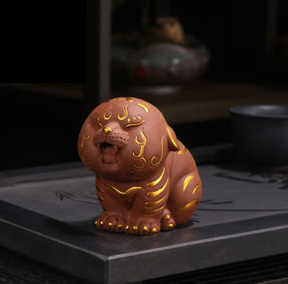 Hoobar Tea Pet Zisha Kung Fu Tea Accessories Cute Tiger Ceramic Decoration Ornaments for Tea Fans Tiger