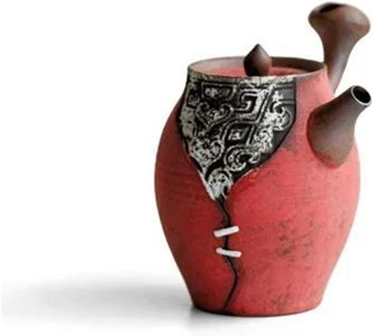 FUTWIZ Afternoon Tea Set 160ml Retro Rock Clay Teapot Japanese Powder Carmine Red Pot Tea Maker Kettle with Strainer Cha Accessories Tea Set for Adults