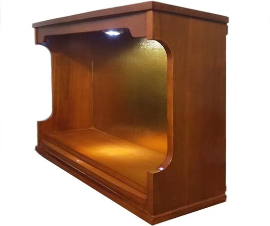 Buddhist Altar Solid Wood Buddhist Niche Offering Platform, Household Wall Mounted Shrine, Wealth God Guanyin Buddha Statue Cabinet, Economic Buddha Platform Offering Platform Buddhist Statue Stand (