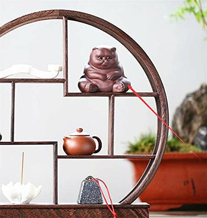 EatingBiting Chinese Zisha Tea Pet Water Tea Tray Pet Accessories Handmade Purple Clay Tea Pet for Kungfu Tea Tray Lucky Lazy Cat Tea Pet for Home Tea Tray Decor