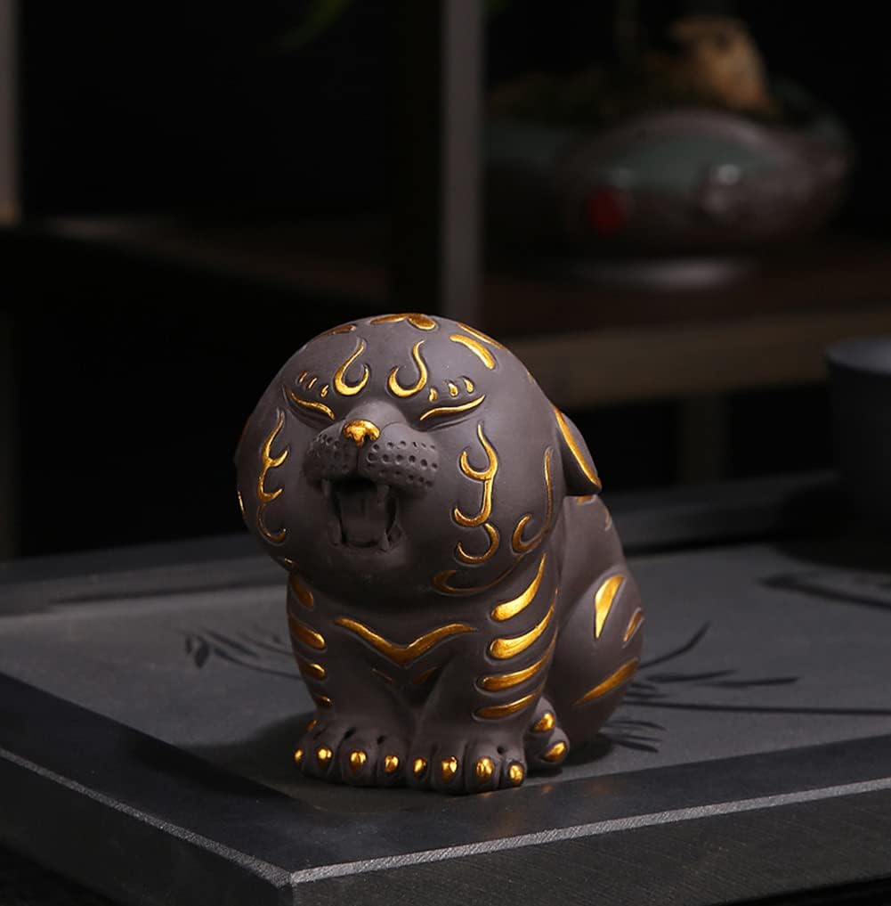 Hoobar Tea Pet Zisha Kung Fu Tea Accessories Cute Tiger Ceramic Decoration Ornaments for Tea Fans Tiger