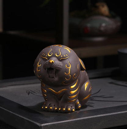Hoobar Tea Pet Zisha Kung Fu Tea Accessories Cute Tiger Ceramic Decoration Ornaments for Tea Fans Tiger