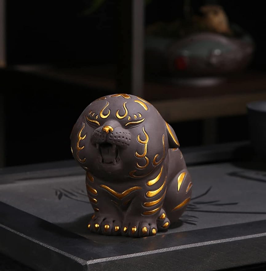 Hoobar Tea Pet Zisha Kung Fu Tea Accessories Cute Tiger Ceramic Decoration Ornaments for Tea Fans Tiger