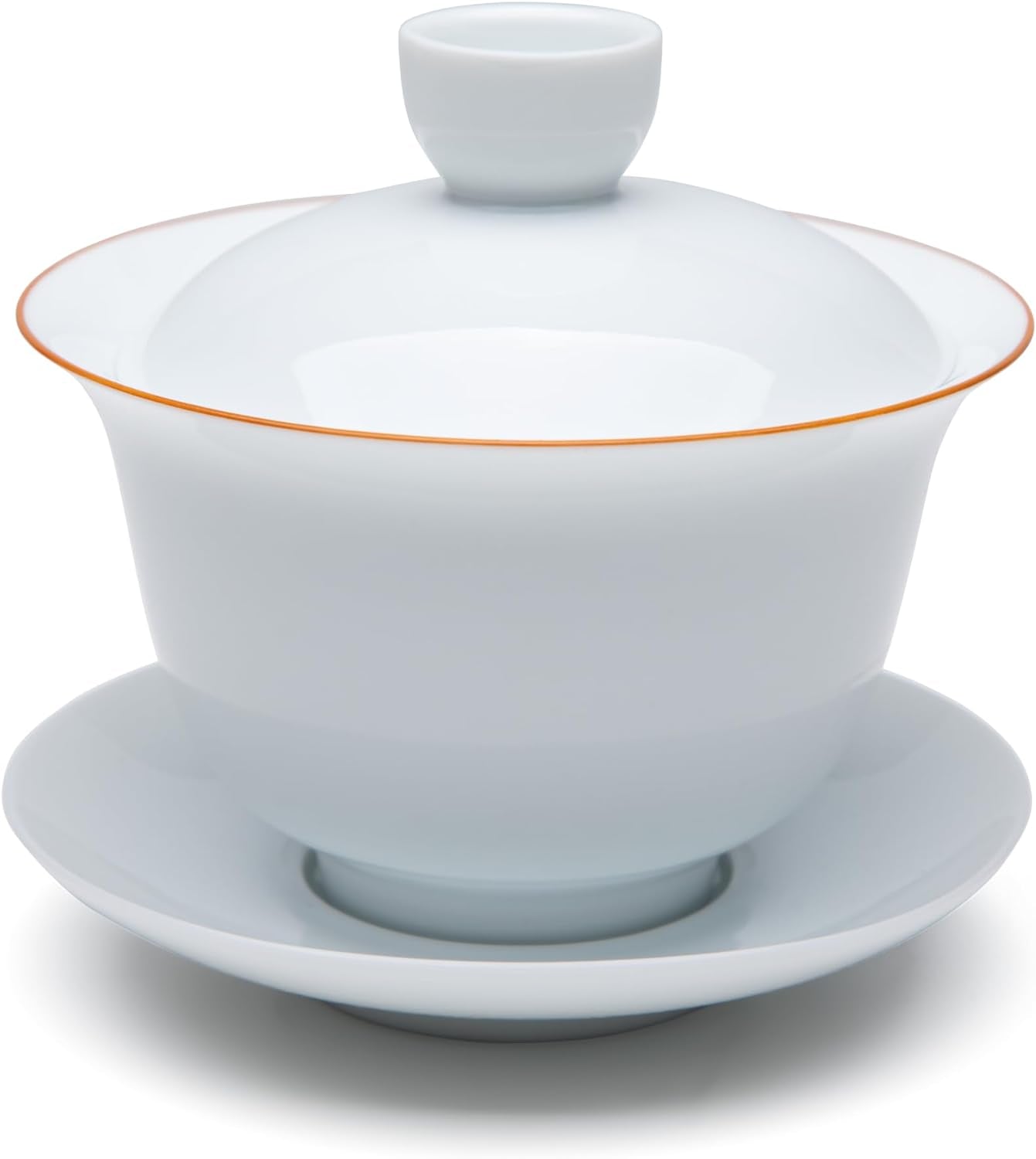 SILINE Classic China Gaiwan Tea Bowl with Lid and Saucer,White Porcelain Teacup Set for Brew Kung Fu Tea