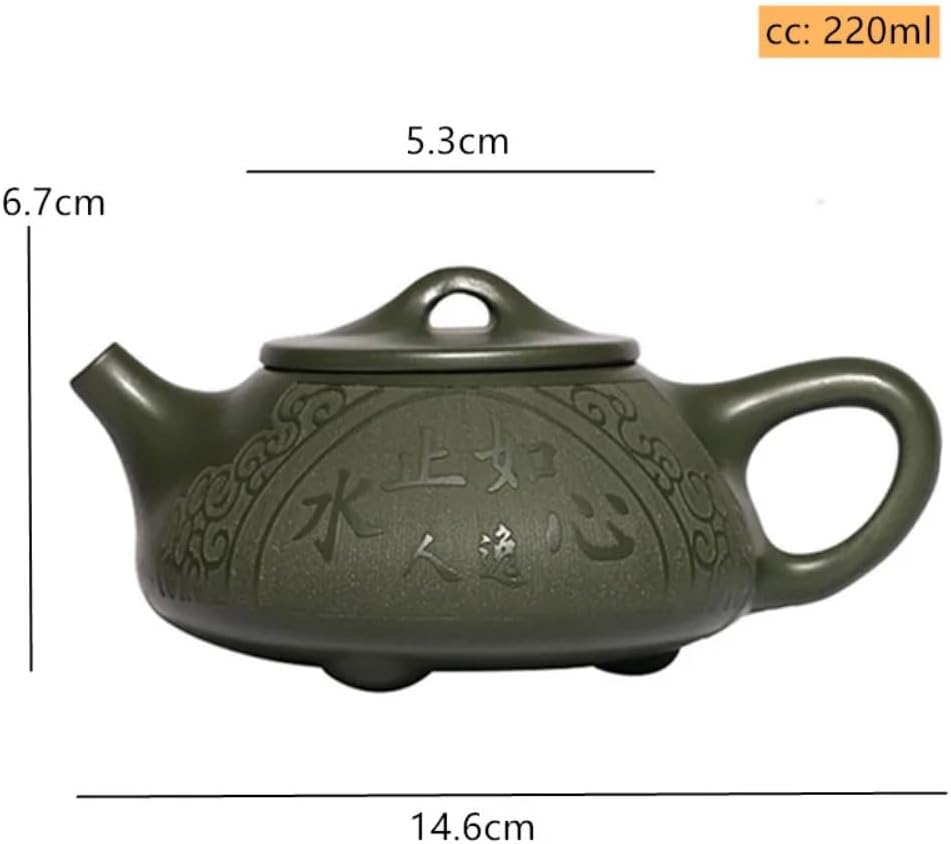 220ml Purple Clay Teapot Hand-carved Stone Scoop Kettle Home Tea Infuser Chinese Zisha Tea Set