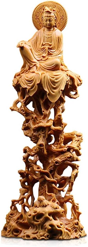 25CM Guan Yin Buddha Statue, Kuan Yin Statue, Quan Yin Statue,Buddha Standing Statue,Guanyin Bodhisattva,Carving Solid Wood Buddha Statue Crafts Home Decoration Chinese Feng Shui Gifts