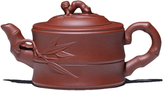 200ML Handmade Purple Clay Teapot With Infuser For Chinese Traditional Gongfu tea Ceremony, Brew Loose Oolong Tea - 紫砂壶 (Bamboo)