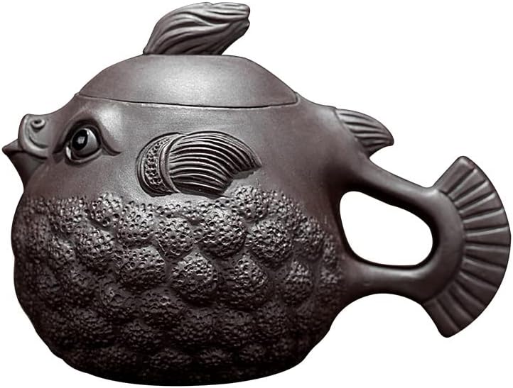 Hormsdar Pruple Clay Teapot Pure Handmade Pufferfish Tea Pot Zisha Tea Set Kettle Kung Fu Teapot (Teacup)