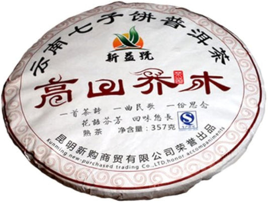 Xin Yi Hao High Mountain Arbor Pu’er Tea Ripe Pu Erh Tea Chi Tse Beeng Pu’erh Tea 357g