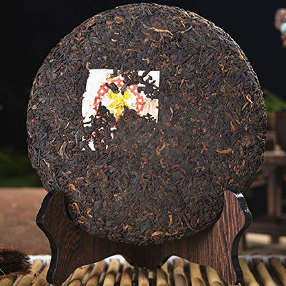 2002 Yunnan CNNP Yellow Label Puer Tea Cake Old Aged Pu'er Ripe Pu Erh 357g Qi Zi Cake Pu-erh Shou Tea