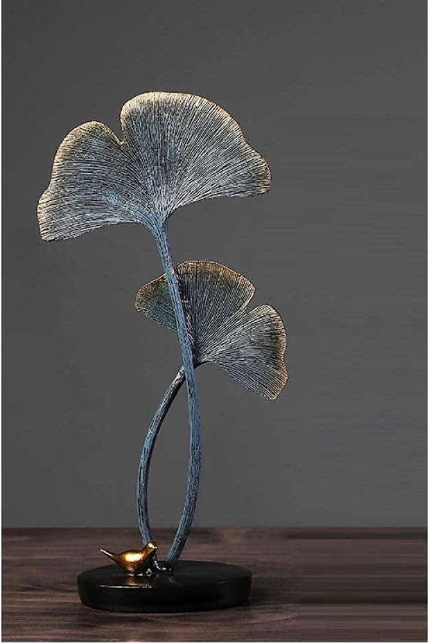 Sculptures Statues for Home Decor Retro Ginkgo Leaf Resin Sculpture Decoration Desktop Crafts Creative Home Decoration Cabinet Decoration