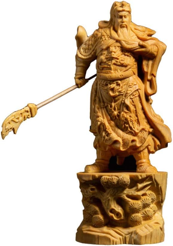 Statue and Figurines Home Guan Gong with Yu Wood Hero Statue Wall Decorate Crafts Erye