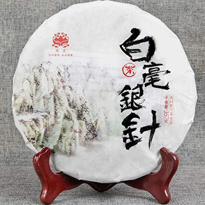 FullChea - 2018 Premium Baihao Yinzhen - Raw Pu-erh Tea Cake - Sheng Pu Erh Tea Loose Leaf - Moonlight White Tea Cake - Tea for Health Care - 12.59oz / 357g