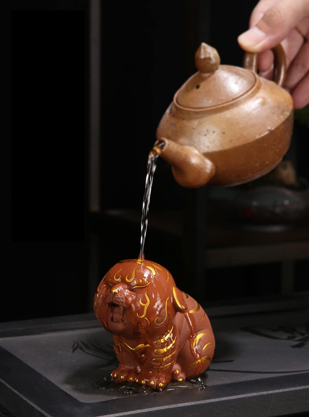Hoobar Tea Pet Zisha Kung Fu Tea Accessories Cute Tiger Ceramic Decoration Ornaments for Tea Fans Tiger