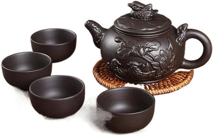 Zisha Tea Set Xi Shi Teapot Handmade Household Master Teapot 5pcs/set