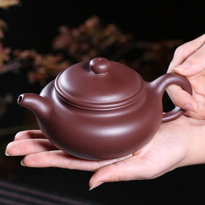 Teapot 12Oz Chinese Yixing Zisha Clay Pottery Handmade Fanggu Tea Pot Ceramics Kungfu Kettle (purple mud)